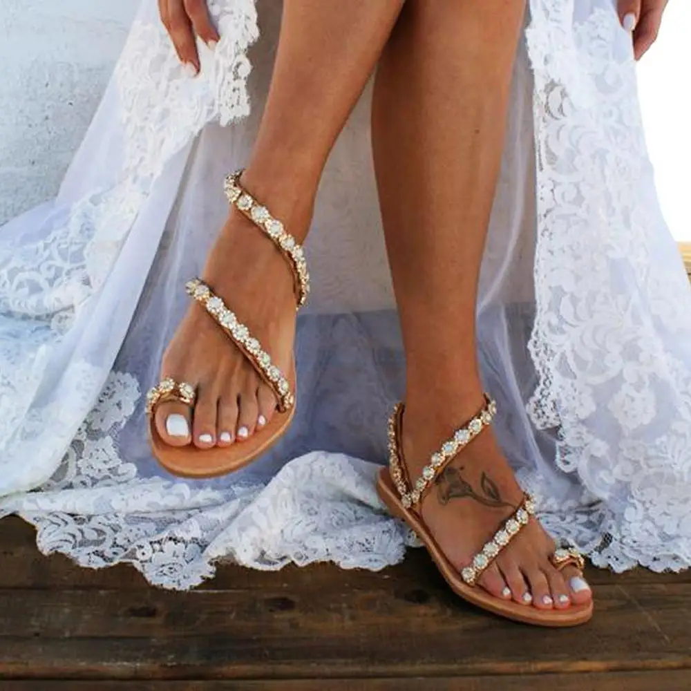 Women's Ladies Summer Solid Flat Crystal Slippers Beach Sandals Roman Shoes flat pearl sandals comfortable string bead slippers
Women's Ladies Summer Solid Flat Crystal Slippers Beach Sandals Roman Shoes flat pearl sandals comfortable string bead slippers