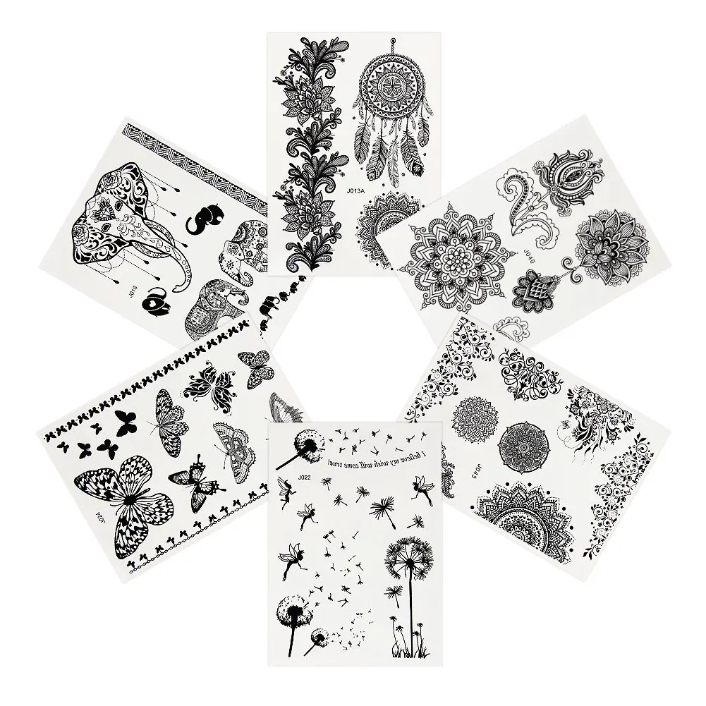 6 Sheet Henna Tattoo Stickers Black/White Lace Mehendi Temporary Tattoos for Adventurous Women Teens & Girls Metallic Tattooing
6 Sheet Henna Tattoo Stickers Black/White Lace Mehendi Temporary Tattoos for Adventurous Women Teens & Girls Metallic Tattooing