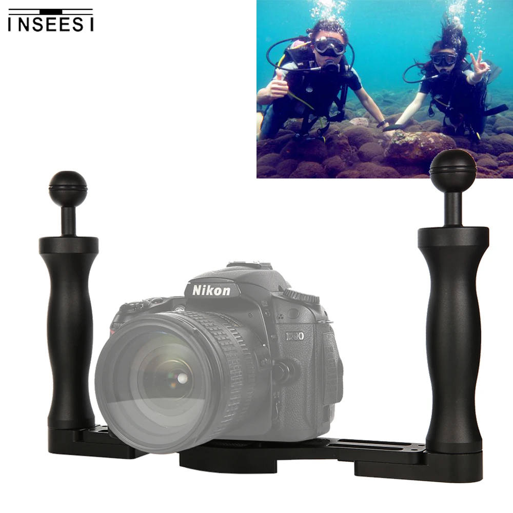 INSEESI Dual Handle Aluminium Stabilizer Rig Stabilizer Tray for underwater camera Diving tray support shell for Canon Nikon
INSEESI Dual Handle Aluminium Stabilizer Rig Stabilizer Tray for underwater camera Diving tray support shell for Canon Nikon