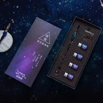 Creative Starry sky Glass Pen Gold Powder ink Pen Glass Dip Pen For Writing Fountain pen set Gift Box Art Supplies
Creative Starry sky Glass Pen Gold Powder ink Pen Glass Dip Pen For Writing Fountain pen set Gift Box Art Supplies