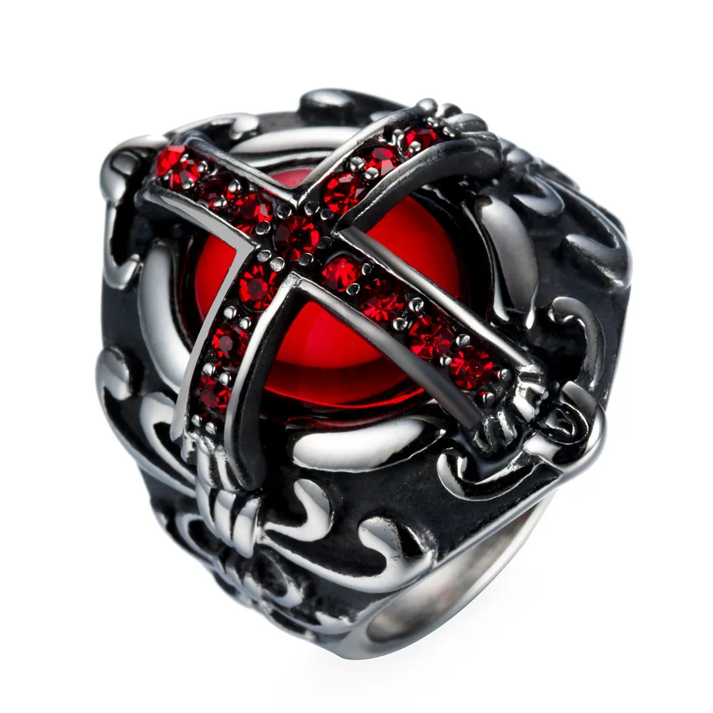 316L stainless steel cross men's ring set with ruby cubic zirconia and vintage engraving pattern gold-plated hip hop gothic je
316L stainless steel cross men's ring set with ruby cubic zirconia and vintage engraving pattern gold-plated hip hop gothic je