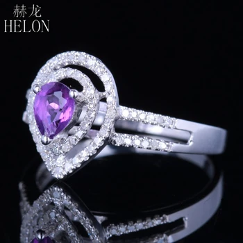 HELON Pear Cut 5x4mm Genuine Amethyst Gemstone Ring Sterling Silver 925 Real Natural Diamonds Engagement Wedding Jewelry Ring 
HELON Pear Cut 5x4mm Genuine Amethyst Gemstone Ring Sterling Silver 925 Real Natural Diamonds Engagement Wedding Jewelry Ring
