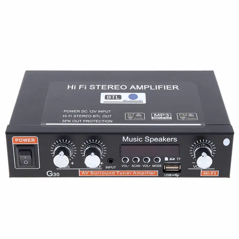 Universal G30 Hifi Bluetooth Car Audio Power Amplifier FM Radio Player Support SD / USB / DVD / MP3 With Remote Controller EU
Universal G30 Hifi Bluetooth Car Audio Power Amplifier FM Radio Player Support SD / USB / DVD / MP3 With Remote Controller EU