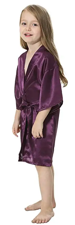 Kids Solid Satin Rayon Kimono Robe Bridesmaid Solid Bathrobe Children Nightgown Sleepwear Dressing Gown Kids Solid Satin Rayon Kimono Robe Bridesmaid Solid Bathrobe Children Nightgown Sleepwear Dressing Gown