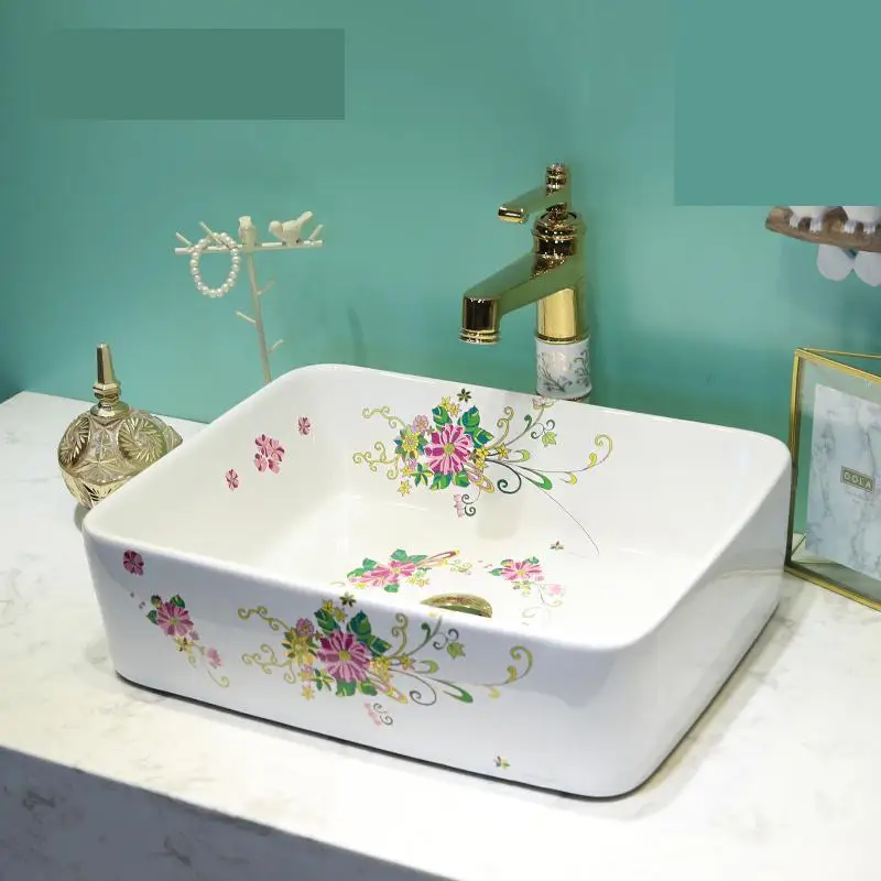 Bathroom Counter Top Wash Basin Cloakroom Hand Painted Vessel Sink bathroom sink designer wash basin rectangular
Bathroom Counter Top Wash Basin Cloakroom Hand Painted Vessel Sink bathroom sink designer wash basin rectangular
