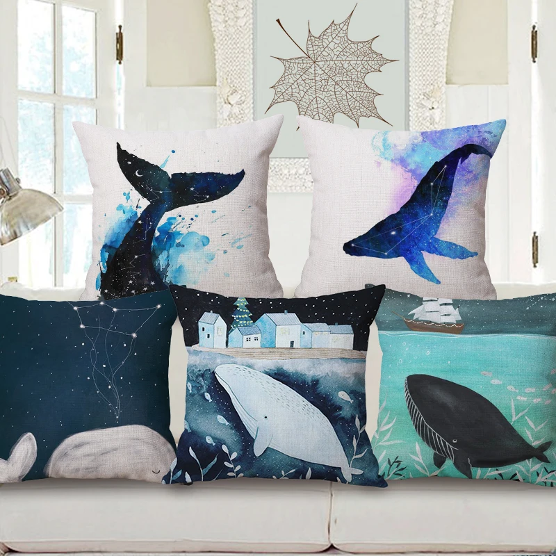 Hand painted watercolor blue whale Cushion Cover lovely Sailboat House Ocean Sofa Throw Pillow Case Home decorion
Hand painted watercolor blue whale Cushion Cover lovely Sailboat House Ocean Sofa Throw Pillow Case Home decorion