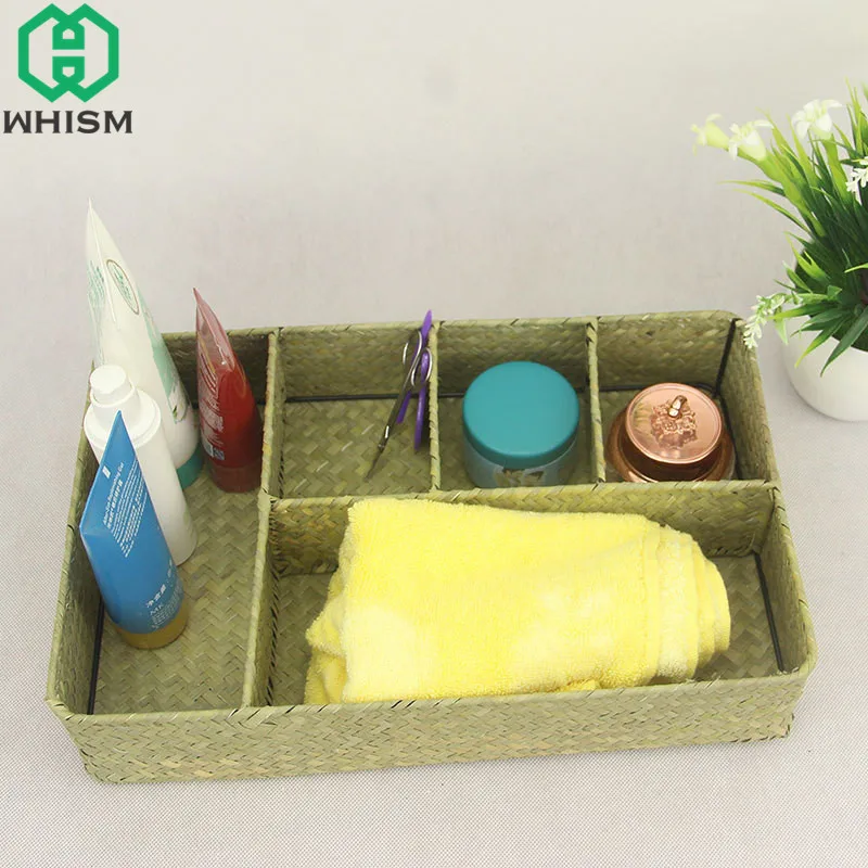 WHISM Rattan Storage Basket Handmade Woven Makeup Organizer Seagrass Sundries Container Wicker Jewelry Holder Storage Boxes
WHISM Rattan Storage Basket Handmade Woven Makeup Organizer Seagrass Sundries Container Wicker Jewelry Holder Storage Boxes