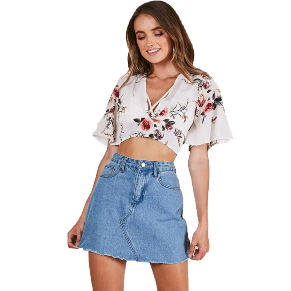 2019 Womens Sexy V-Neck Short Blouse Short Sleeve Tank Tops Floral Loose Blouse Top estampado mujer Wd4
2019 Womens Sexy V-Neck Short Blouse Short Sleeve Tank Tops Floral Loose Blouse Top estampado mujer Wd4