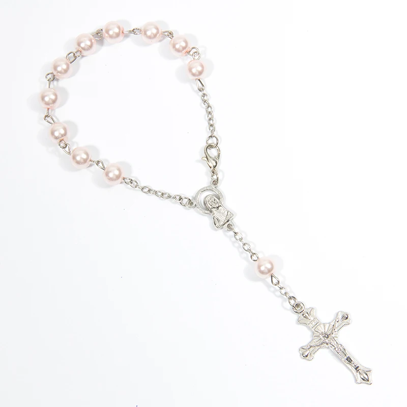 48pcs/lot Religious Bracelet Pink Glass Pearl Imitation Rosary Children's Communion Baby's Baptism Favors Catholic Mini Rosary
48pcs/lot Religious Bracelet Pink Glass Pearl Imitation Rosary Children's Communion Baby's Baptism Favors Catholic Mini Rosary