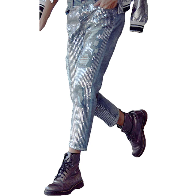 New Fashion Vintage Loose Ripped Sequins Jeans Women Hollow Out Sequined Embroidered Metal Sheets Straight Nine points Pants(B
New Fashion Vintage Loose Ripped Sequins Jeans Women Hollow Out Sequined Embroidered Metal Sheets Straight Nine points Pants(B