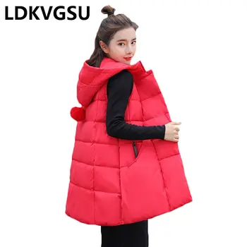 2019 Autumn Winter New Women's Down Cotton Jacket Vest Loose Large Size Thicken Female Long Hooded Sleeveless Parkas Is1554
2019 Autumn Winter New Women's Down Cotton Jacket Vest Loose Large Size Thicken Female Long Hooded Sleeveless Parkas Is1554