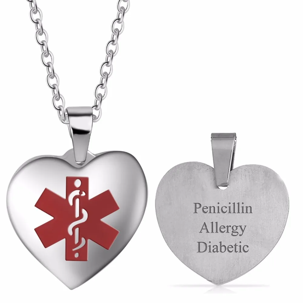 Free Engraving Unisex Stainless steel Heart Emergency Medical Alert ID Necklace Personalized Dog Tags Pendant Jewelry Men,Women
Free Engraving Unisex Stainless steel Heart Emergency Medical Alert ID Necklace Personalized Dog Tags Pendant Jewelry Men,Women
