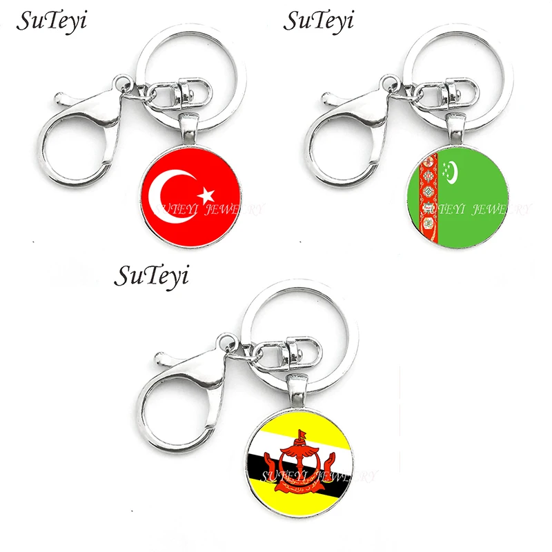 25MM Glass Pendant Key Chain Turkey and Turkmenistan and Brunei Flag Men Car Key Ring Accessories Keychain Jewellery Key Holder
25MM Glass Pendant Key Chain Turkey and Turkmenistan and Brunei Flag Men Car Key Ring Accessories Keychain Jewellery Key Holder