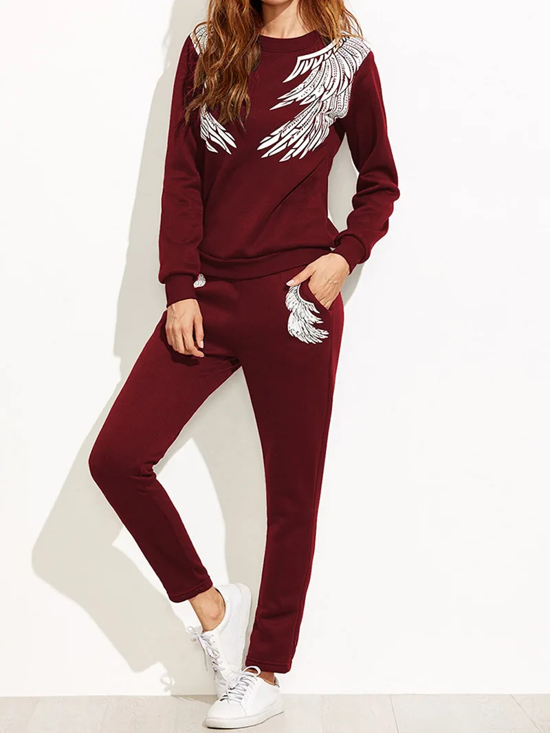 Luxury Tracksuit Women Set Fall Autumn Winter Long Sleeve White Wings Print Sweatshirts Long Pants Chaquetas Mujer Two Piece Set
Luxury Tracksuit Women Set Fall Autumn Winter Long Sleeve White Wings Print Sweatshirts Long Pants Chaquetas Mujer Two Piece Set
