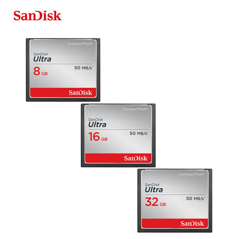 

SanDisk Ultra CompactFlash Memory Card CF Card 32GB 16GB 8GB Up to 50MB/s Read Speed DSLR and HD Camcorder for Computer Camera