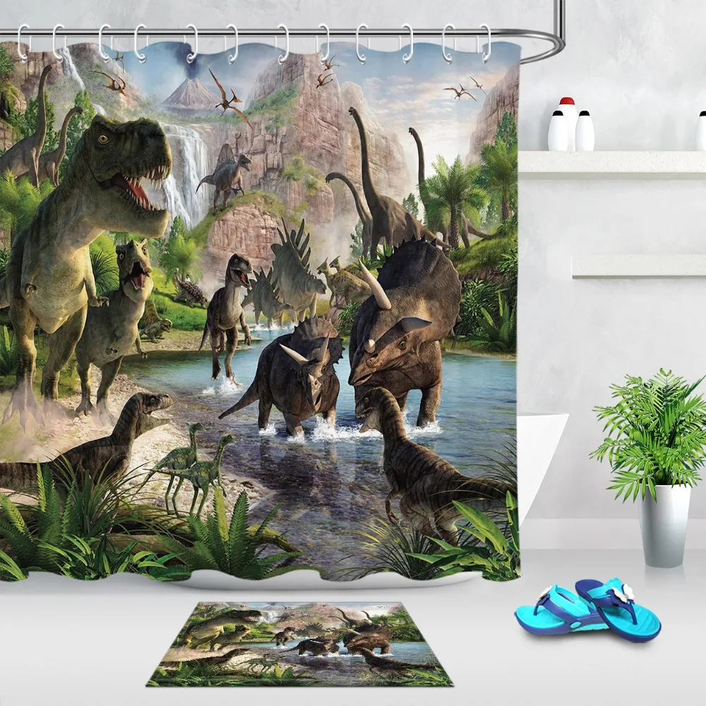 LB Dinosaur Shower Curtain And Rug Natural Scenery Bathroom Screen Extra Long Waterproof Polyester Fabric for Kids Bathtub Decor
LB Dinosaur Shower Curtain And Rug Natural Scenery Bathroom Screen Extra Long Waterproof Polyester Fabric for Kids Bathtub Decor