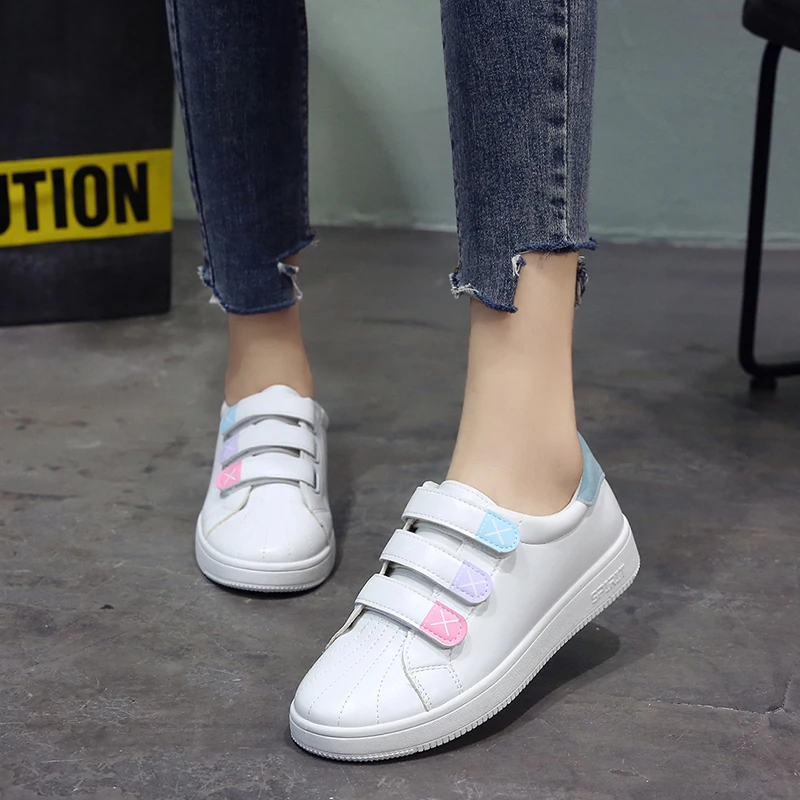 Shoes Women Vulcanize Sneakers Candy Color Hook & Loop Canvas Shoes PU Leather Casual Simple Rubber Sole Ladies Shoe
Shoes Women Vulcanize Sneakers Candy Color Hook & Loop Canvas Shoes PU Leather Casual Simple Rubber Sole Ladies Shoe