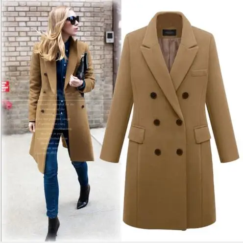 Women Woolen Coat Office Lady Winter Fashion Long Plus Size Coat Women Outwear Turn Down Collar Slim Fit Woolen Coat FR1149
Women Woolen Coat Office Lady Winter Fashion Long Plus Size Coat Women Outwear Turn Down Collar Slim Fit Woolen Coat FR1149