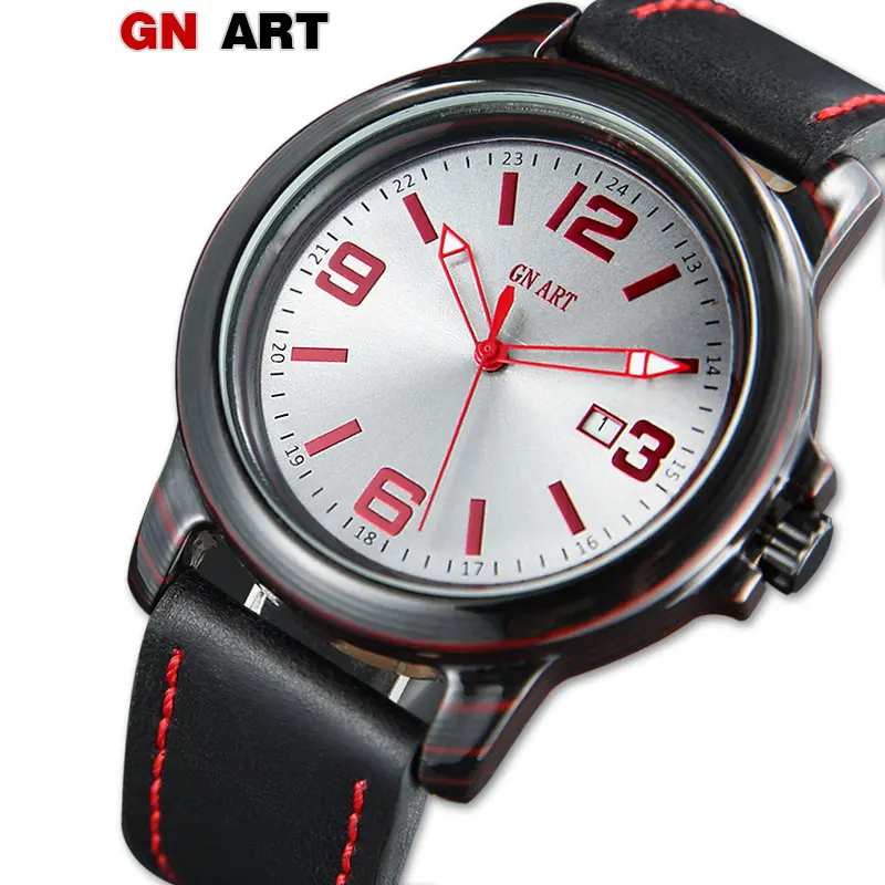 

GNART Carbon Fibre Waterproof Watch top Luxury zegarki meskie Relogio Masculino Leather Sport Watches Men Sport Watches