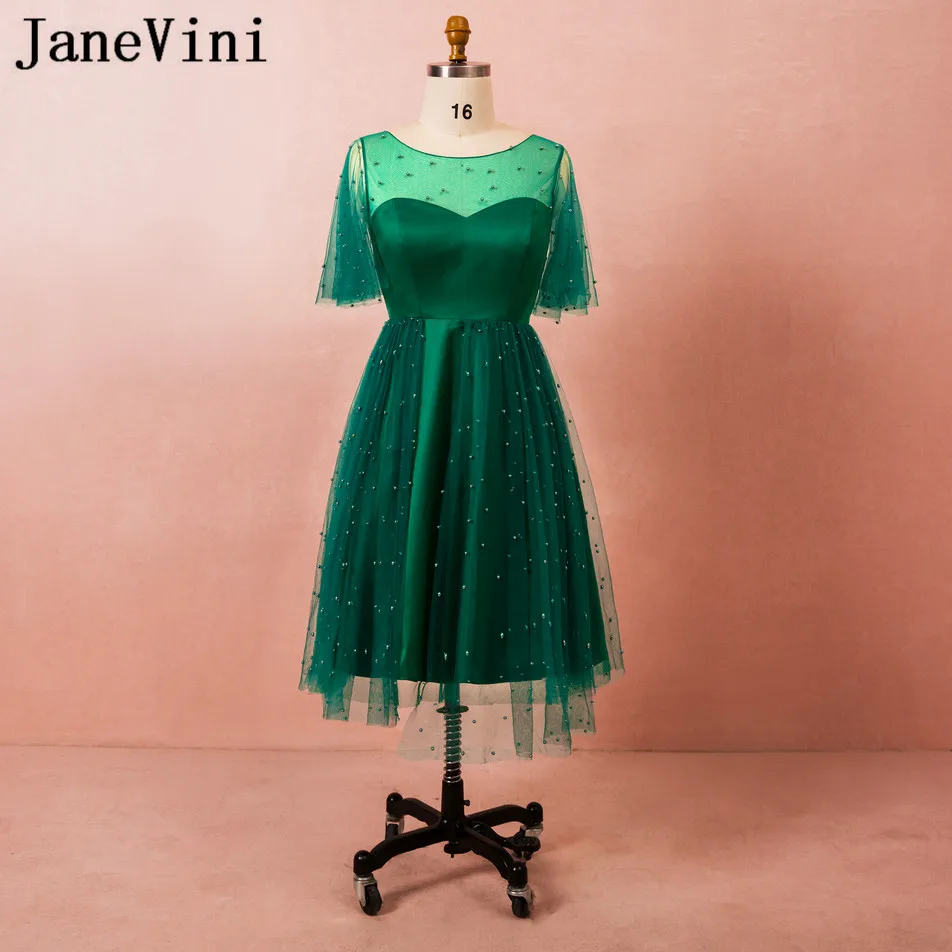 JaneVini Lebanon Dark Green Plus Size Mother Of The Bride Dresses With Pearls Short Sleeve Evening Dress Tea Length Formal Gowns
JaneVini Lebanon Dark Green Plus Size Mother Of The Bride Dresses With Pearls Short Sleeve Evening Dress Tea Length Formal Gowns