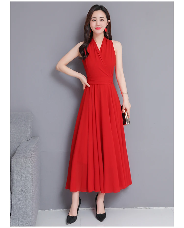 ummer Formal Dress Women Elegant Sleeveless V-neck Plus Size 2019 Women Dresses Evening Party Long Maxi Dress Chiffon Boho Robe7