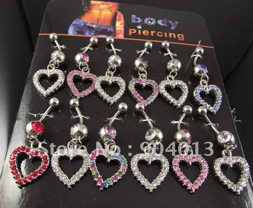12pcs Free Shipping 14g Belly Button Navel Rings gem Belly Button Rings Piercing Body Jewelry with heart shape charms
12pcs Free Shipping 14g Belly Button Navel Rings gem Belly Button Rings Piercing Body Jewelry with heart shape charms