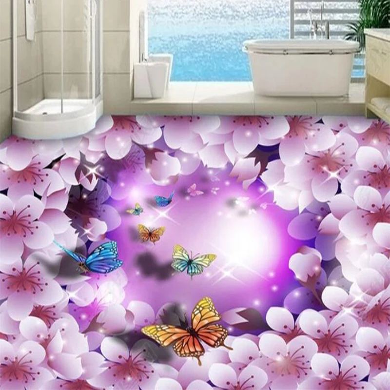 3D Floor Tiles Mural Wallpaper Modern Fashion Purple Flowers Butterfly Floor Sticker Living Room Bedroom PVC Waterproof Frescoes
3D Floor Tiles Mural Wallpaper Modern Fashion Purple Flowers Butterfly Floor Sticker Living Room Bedroom PVC Waterproof Frescoes