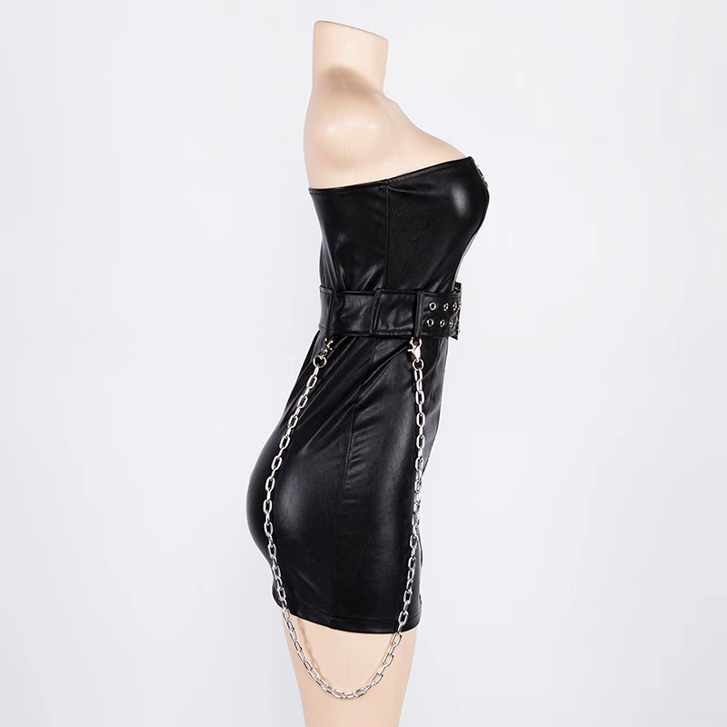 Goth Black PU Leather Zipper Dress Goth Black PU Leather Zipper Dress