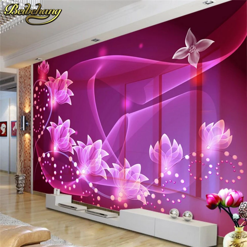 Beibehang пользовательские мечты розовый прозрачный цветок фото обои фрески спальня
