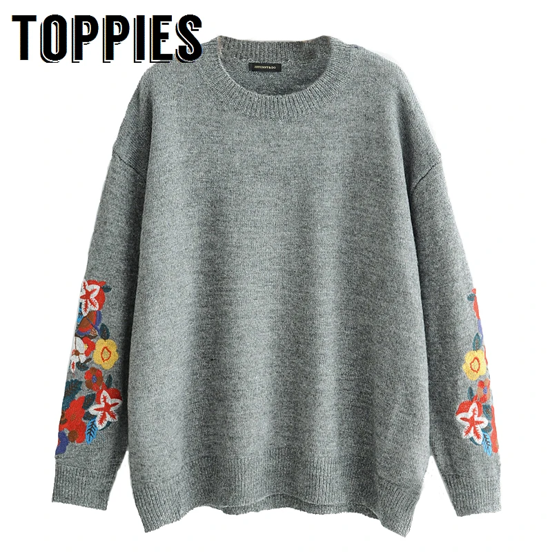 Embroidery Flower Knitting Sweater Loose Gray Pullover Sweaters Women Round Neck Lon Sleeve Jumpers Tops
Embroidery Flower Knitting Sweater Loose Gray Pullover Sweaters Women Round Neck Lon Sleeve Jumpers Tops