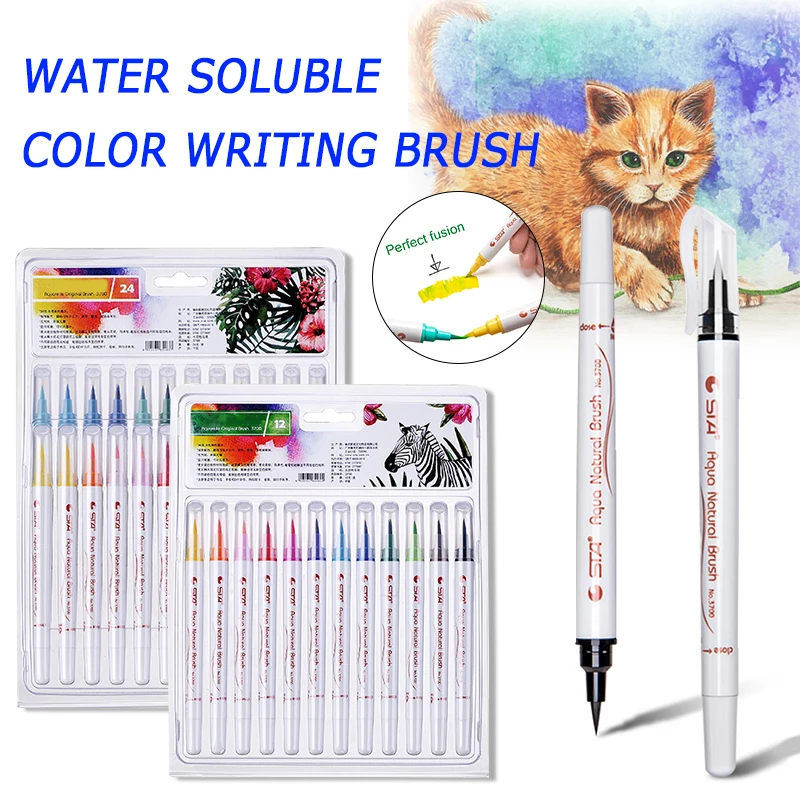 

12/24 Colors Art Marker pen Set watercolor Sketch Markers Brush Pen For Draw Manga Animation Design Art Supplies