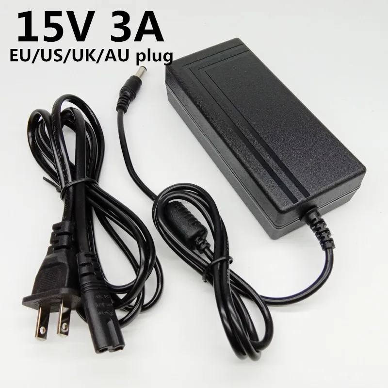 15 Volt AC to DC 15V 3A Power Adapter Supply ac adapter 15V3A Detachable EU US UK AU South Africa plug cable 5.5mmx2.5mm
15 Volt AC to DC 15V 3A Power Adapter Supply ac adapter 15V3A Detachable EU US UK AU South Africa plug cable 5.5mmx2.5mm