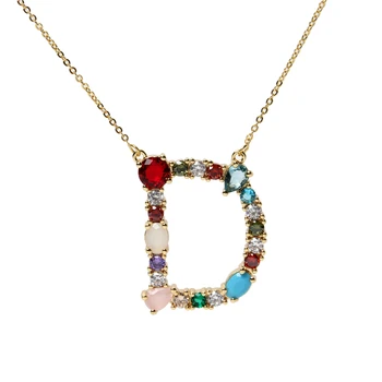 Large Colorful Rainbow Crystal Zicronia Alphabet Letter Pendant Necklace, CZ Micro Pave Intitial Pendant Chain Necklace Women
Large Colorful Rainbow Crystal Zicronia Alphabet Letter Pendant Necklace, CZ Micro Pave Intitial Pendant Chain Necklace Women