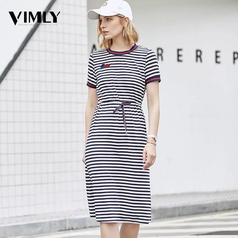 Vimly Casual Striped Women Dress Navy Blue Summer Dresses Short Sleeve O Neck Female Street Wear Vintage Sport Style vestidos
Vimly Casual Striped Women Dress Navy Blue Summer Dresses Short Sleeve O Neck Female Street Wear Vintage Sport Style vestidos