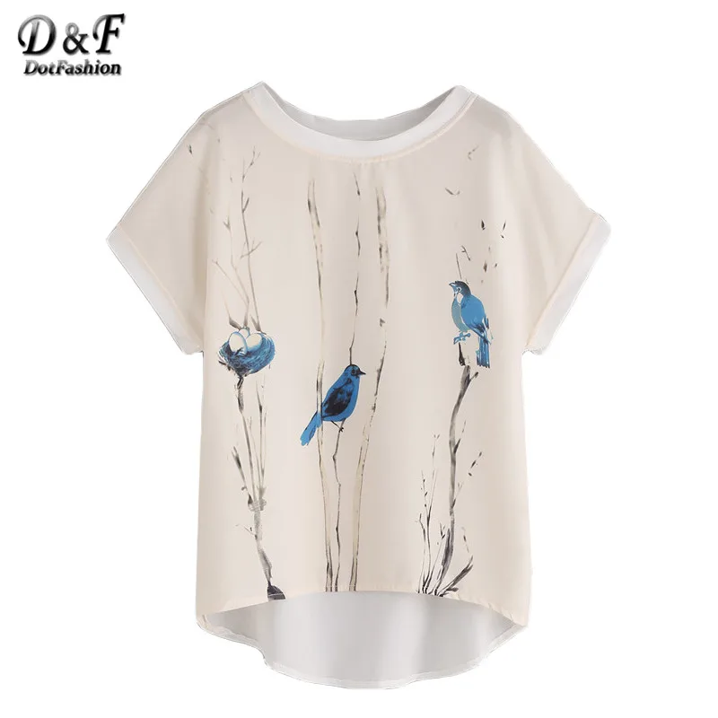 Dotfashion Brief Chiffon Blouse Women Graphic Print Short Batwing Sleeve Casual Summer Tops 2019 Fashion Elegant Dip Hem Blouse
Dotfashion Brief Chiffon Blouse Women Graphic Print Short Batwing Sleeve Casual Summer Tops 2019 Fashion Elegant Dip Hem Blouse