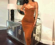 2 capas fruncido bodycon tubo vestido traje moulante mujer Sexy slip fiesta noche midi vestido sukienka vetement femme 2019 negro(China)