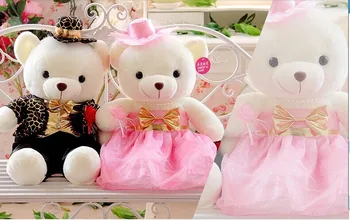 about 40cm bears with hat black leopard suits & pink weddding dress bears a pair toys , wedding gift t6750 
about 40cm bears with hat black leopard suits & pink weddding dress bears a pair toys , wedding gift t6750