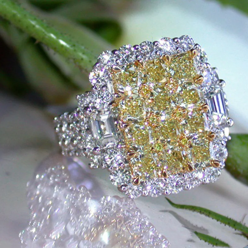 Stunning Classical Jewelry Original Brand New 925 Silver Fill Full White&Yellow CZ Crystal Hot Engagement Band Ring for Women
Stunning Classical Jewelry Original Brand New 925 Silver Fill Full White&Yellow CZ Crystal Hot Engagement Band Ring for Women
