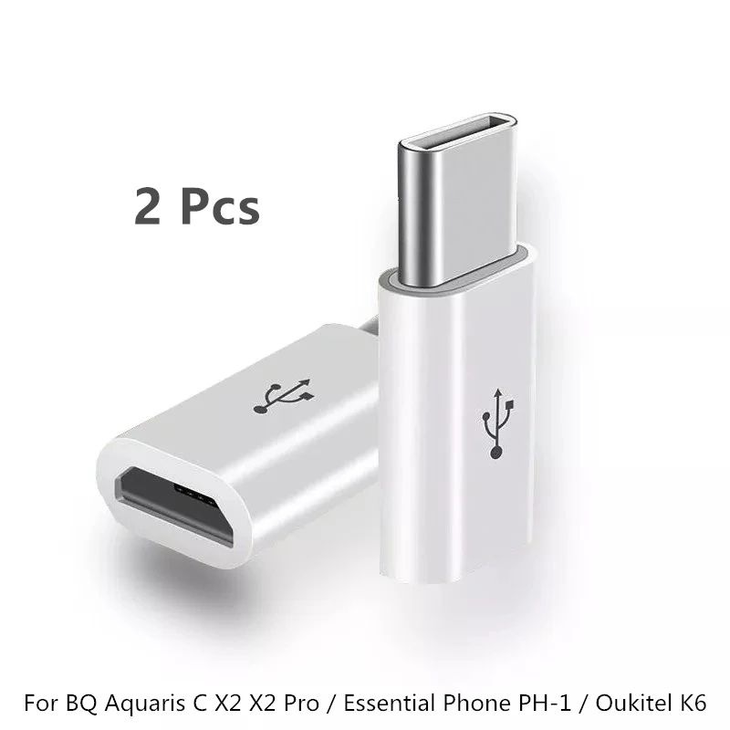 2 шт. адаптер для BQ Aquaris C X2 Pro/Essential Phone PH 1/Oukitel K6 Type кабель usbc|Переходники и адаптеры|