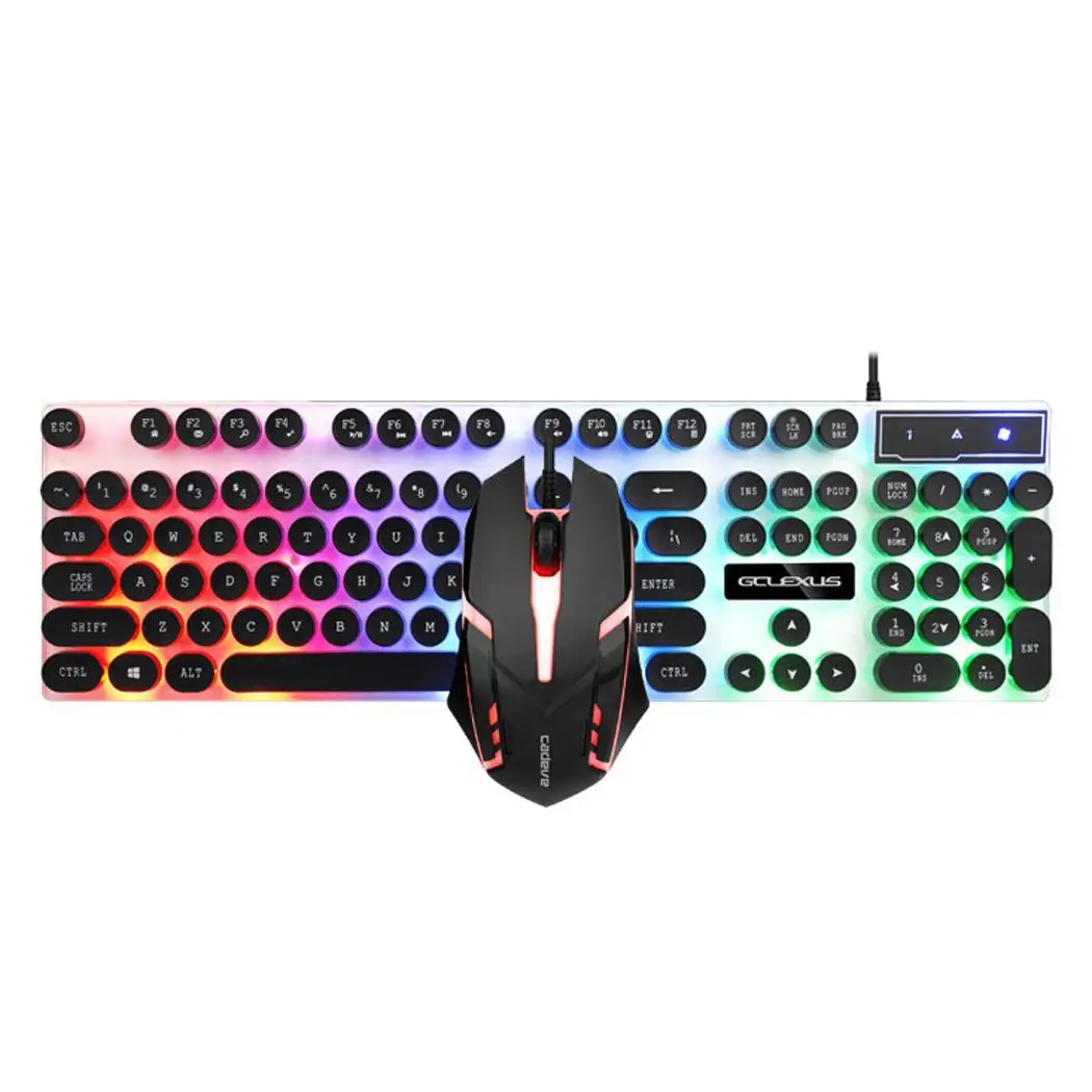 Fashion Colorful LED Backlight Opto-electronic USB Wired Mouse connection, plug and play, easy use. Keyboard Set
Fashion Colorful LED Backlight Opto-electronic USB Wired Mouse connection, plug and play, easy use. Keyboard Set