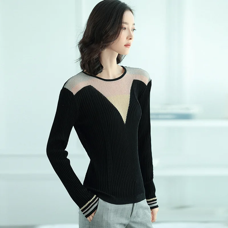 2018 Spring Autumn Fashion Knitted O Neck Back Color Slim Women Basic Pullover S-xl Jl-hy009 | Женская одежда