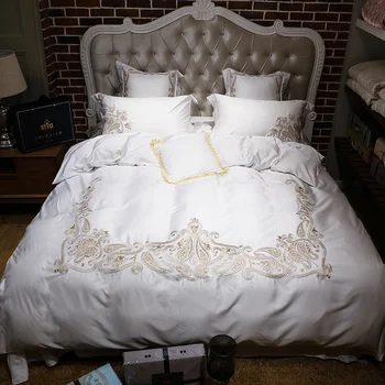 Europe luxury embroidered Bedding Set 60S tencel silk white color duvet cover set king queen size bed sheet set pillowcases
Europe luxury embroidered Bedding Set 60S tencel silk white color duvet cover set king queen size bed sheet set pillowcases
