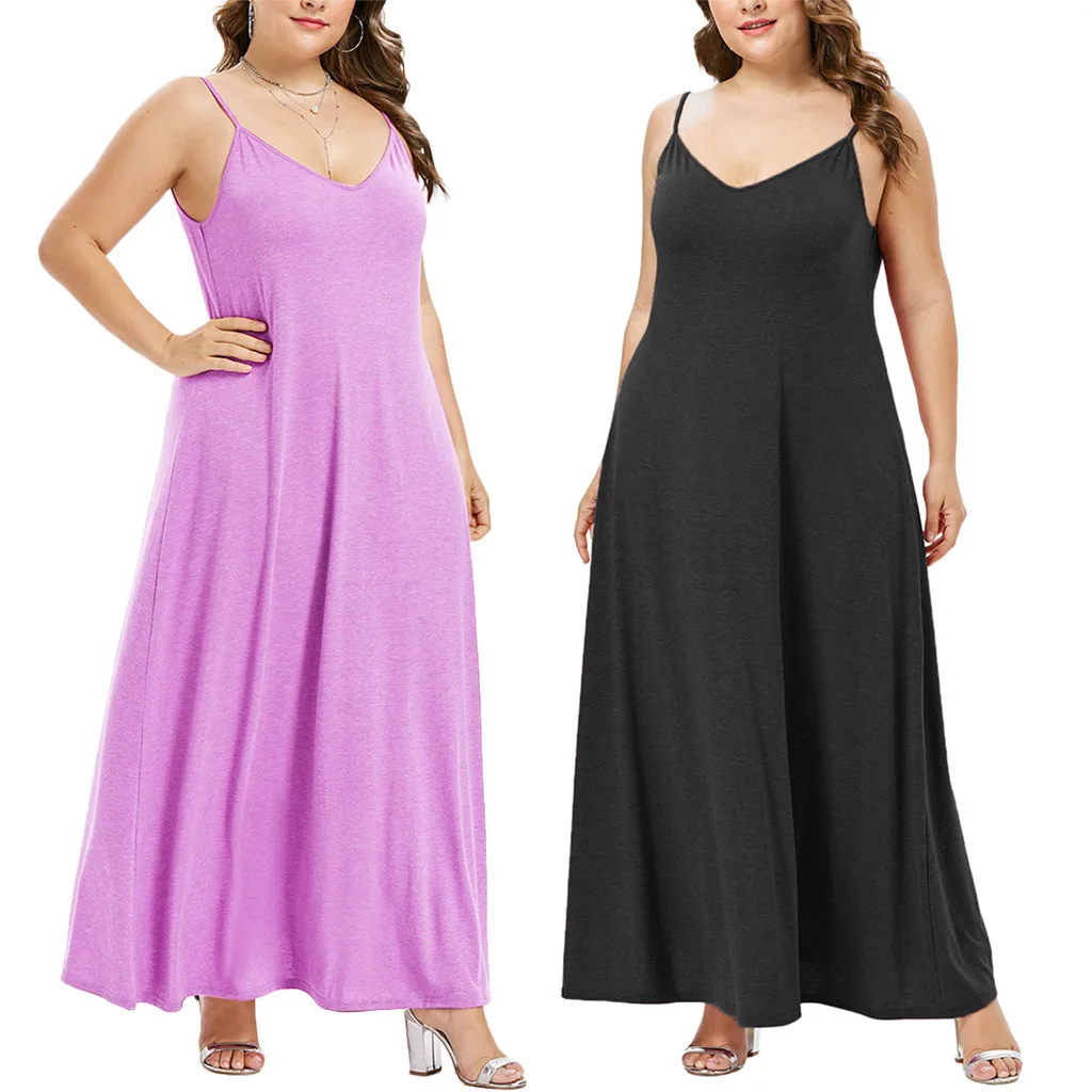 Dress Women's Fashion nature Sleeve Casual Fashion Women Plus Size Casual Solid O-Neck Camis Sleeveless Straps Long Dress XL-5XL
Dress Women's Fashion nature Sleeve Casual Fashion Women Plus Size Casual Solid O-Neck Camis Sleeveless Straps Long Dress XL-5XL