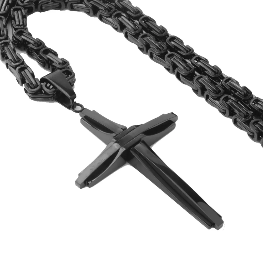 Black Tone Stainless Steel Jesus Cross Pendant Necklaces with 5mm Heavy Link Byzantine Chain Men Boys Christian Necklace
Black Tone Stainless Steel Jesus Cross Pendant Necklaces with 5mm Heavy Link Byzantine Chain Men Boys Christian Necklace