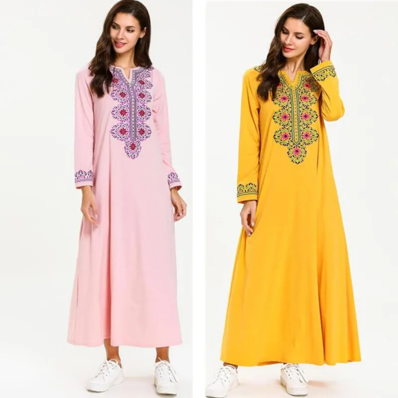 2019 New Summer 4XL plus size Women Arab Muslim embroidery Robe Dress Turkish Dubai Abaya Musulman Arab Dresses
2019 New Summer 4XL plus size Women Arab Muslim embroidery Robe Dress Turkish Dubai Abaya Musulman Arab Dresses