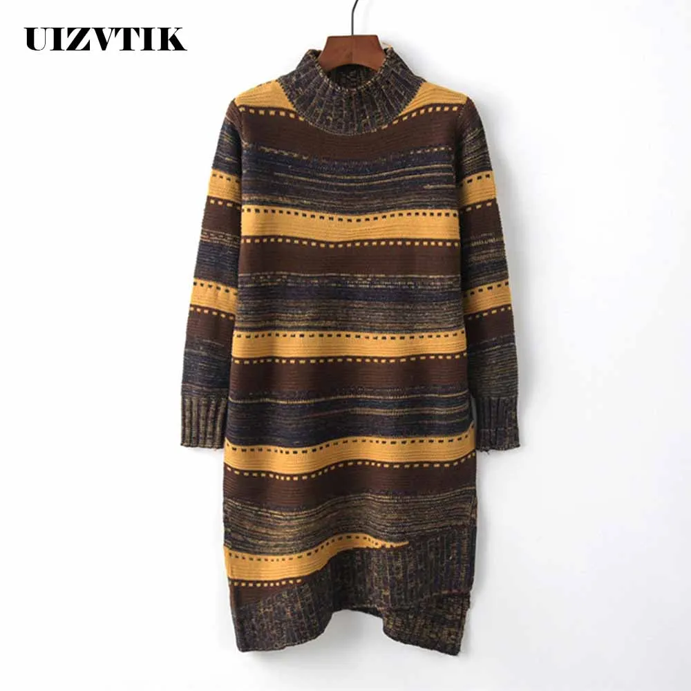 Casual Loose Autumn Winter Turtleneck Sweater Women Oversize Irregular Striped Knitted Sweaters Warm Long Pullover Sweater Dress
Casual Loose Autumn Winter Turtleneck Sweater Women Oversize Irregular Striped Knitted Sweaters Warm Long Pullover Sweater Dress