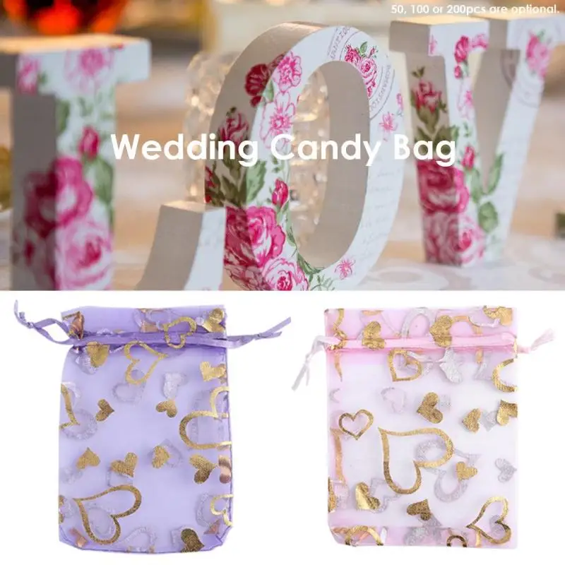 organza gift bag heart rose jewelry candy bag chocolate