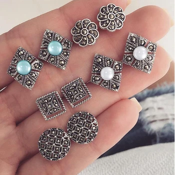 XIYANIKE 5 Pairs/Set Green White Opal Hollow out Flower Stud Earrings for Women Wedding Boucle D'oreille Jewelry Brincos E616
XIYANIKE 5 Pairs/Set Green White Opal Hollow out Flower Stud Earrings for Women Wedding Boucle D'oreille Jewelry Brincos E616