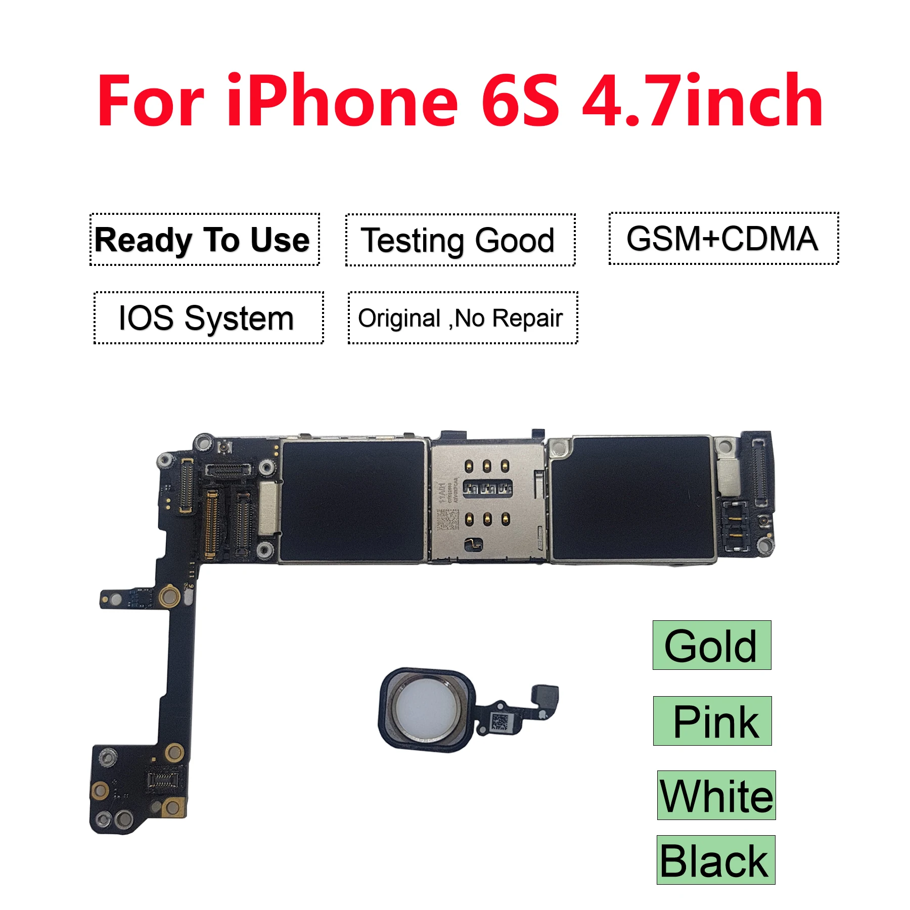 For iPhone 6S Motherboard With Touch ID 100% Original Unlocked Logic Boards For iPhone 6S Mainboard 4.7 inch 16G/64G/128G
For iPhone 6S Motherboard With Touch ID 100% Original Unlocked Logic Boards For iPhone 6S Mainboard 4.7 inch 16G/64G/128G
