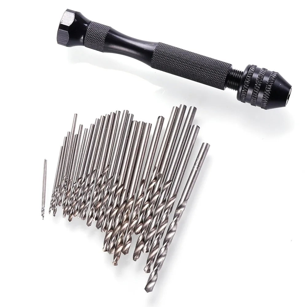 

Durable 1Set Aluminum Mini Micro Hand Drill Keyless Chuck With 28pcs,30pcs,40pcs Twist Drills Bits Rotary Jewelry Tool #279891
